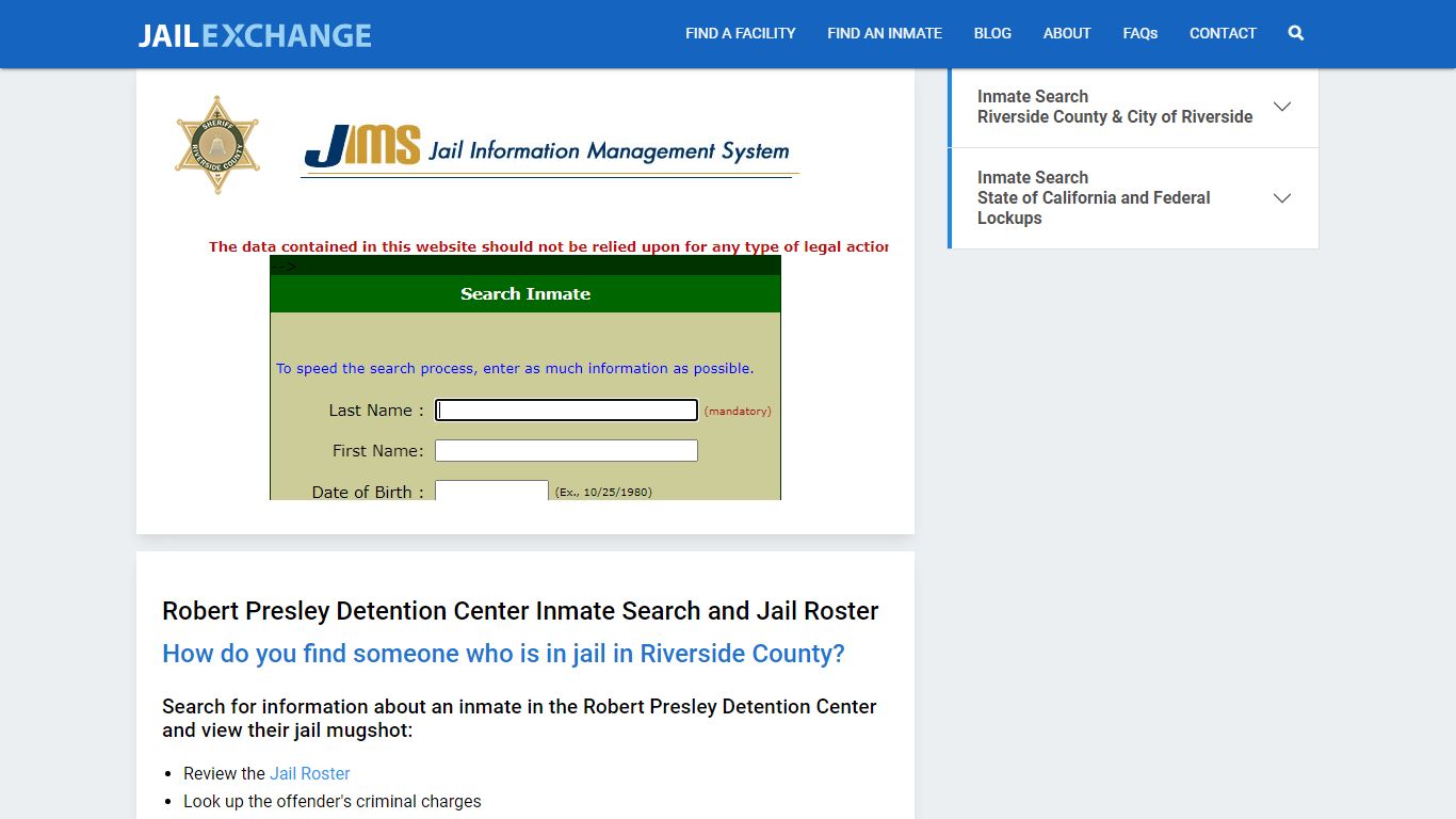 Robert Presley Detention Center Inmate Search - Jail Exchange